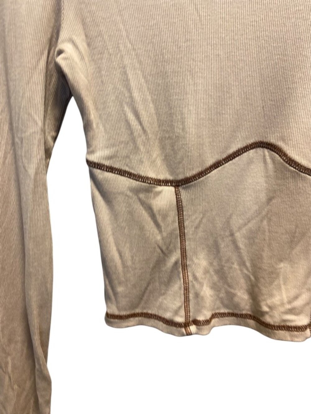 Aritzia Sunday Best Corset Stitch Crop Top Beige Size S Neutral Casual Y2K Retro - Picture 8 of 12
